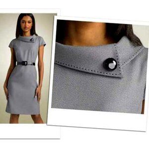 Tahari ASL Roll Collar Dress, charcoal grey, 10